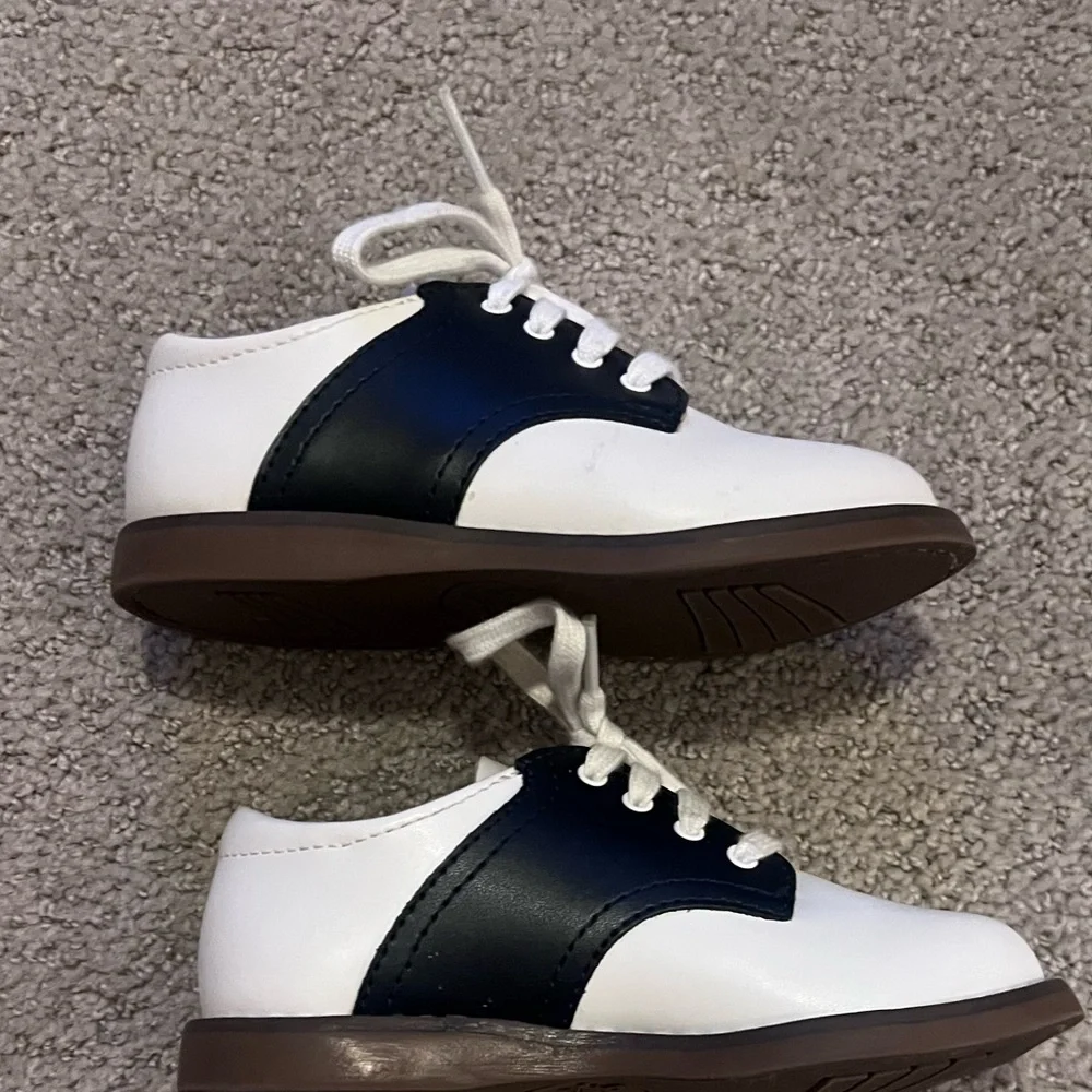 Footmates toddler Oxford shoes, white and navy, Size 7 - Picture 3 of 8